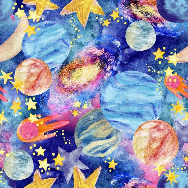 Watercolor Galaxy Constellations #2 Fabric on Sale