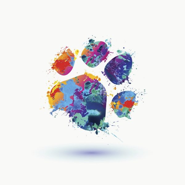 Watercolor Splash Paint Paw Print Fabric Panel - Multi Supply