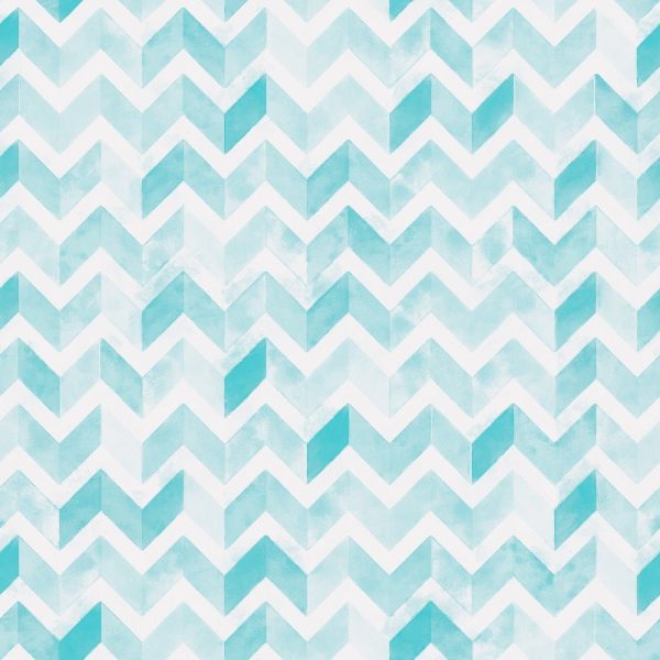 Watercolor Zigzag Fabric - Turquoise Blue For Cheap