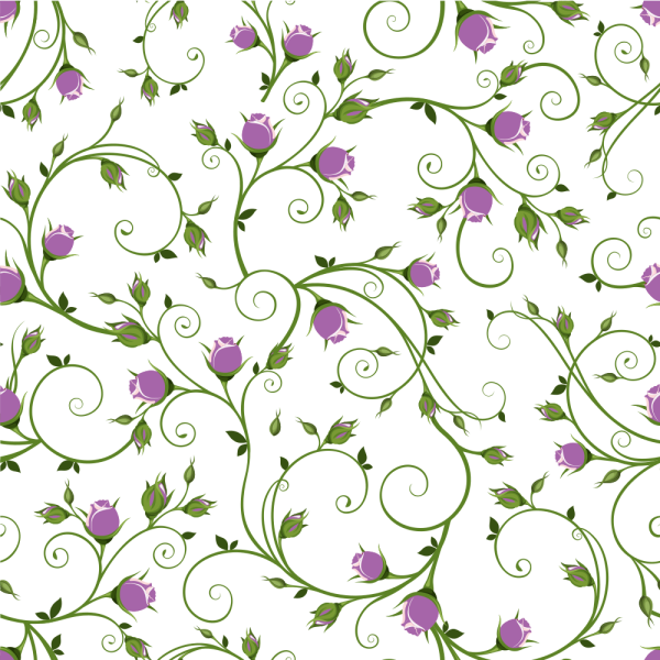 Soft Purple Rosebuds on Vines Fabric - White Cheap