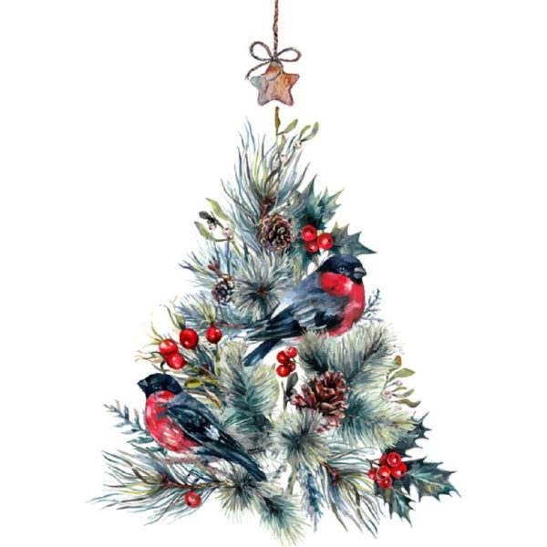 Watercolor Christmas Tree Ornament Fabric Panel - White For Discount