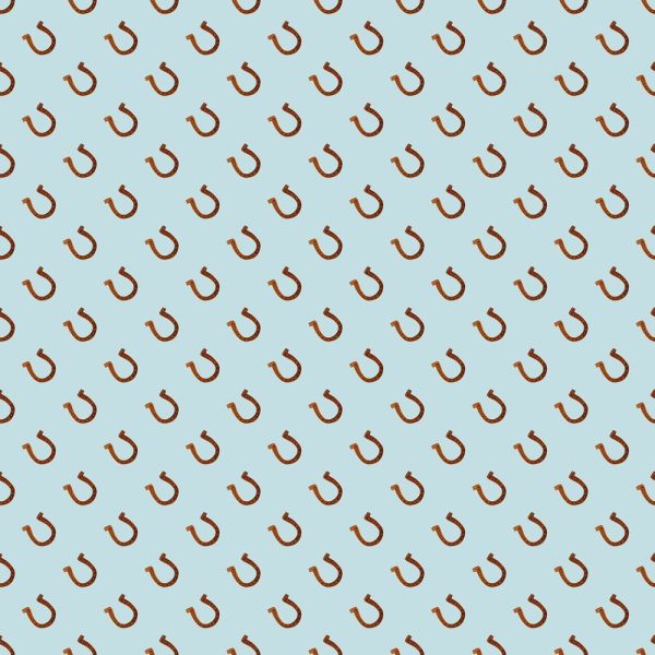 Wild West Horse Shoe Blue Fabric on Sale
