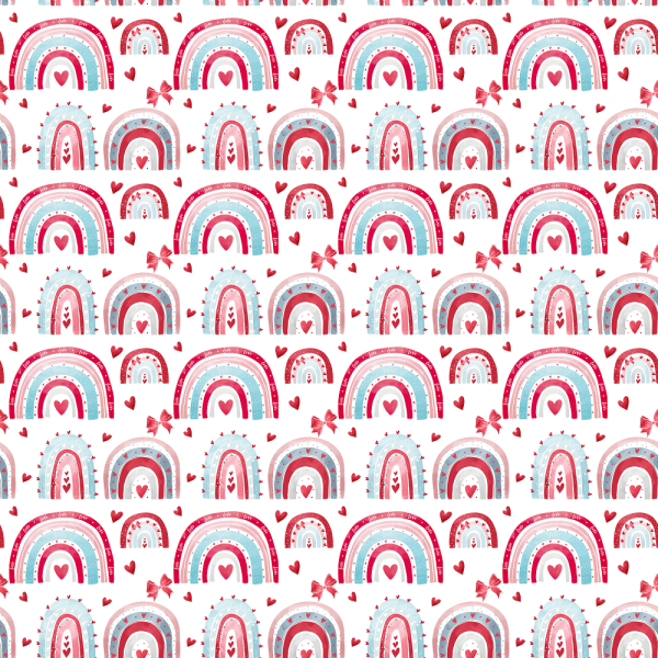 Valentine Rainbows & Bows Fabric - White Discount