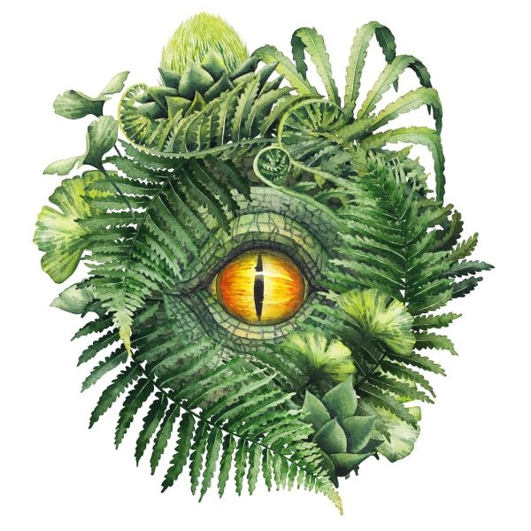 Watercolor Dinosaur Eye Style #2 Fabric Panel Online now