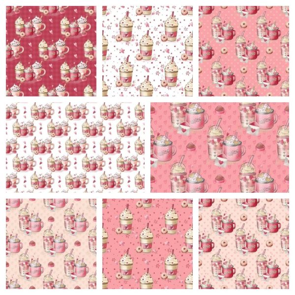Valentines Coffee Fabric Collection - 1 2 Yard Bundle on Sale