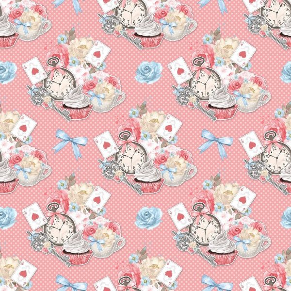 Watercolor Alice in Wonderland Pattern #13 Fabric For Cheap
