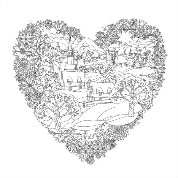 Winter Village Snowflake Heart Fabric Panel Online Sale