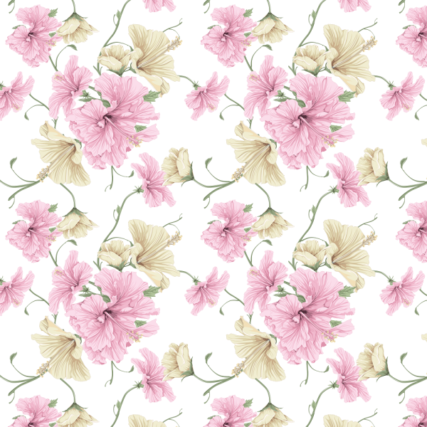 Watercolor Pastel Hibiscus Flowers Fabric Supply