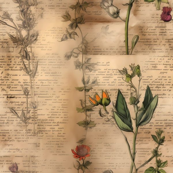 Vintage Floral Love Letters #2 Fabric For Cheap