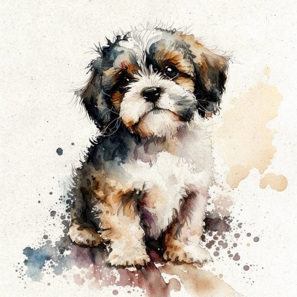 Watercolor Tibetan Terrier Portrait Fabric Panel Online Sale